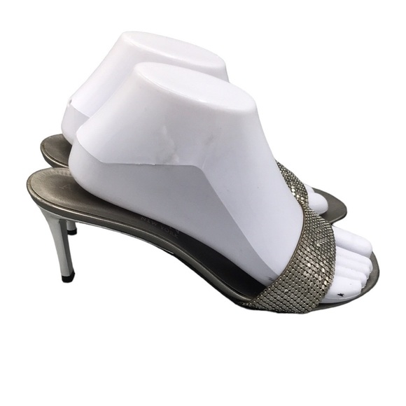 Anne Klein Silver Metal Mesh open Toe Heels SIze 8.5 With Matching Purse - Picture 5 of 12